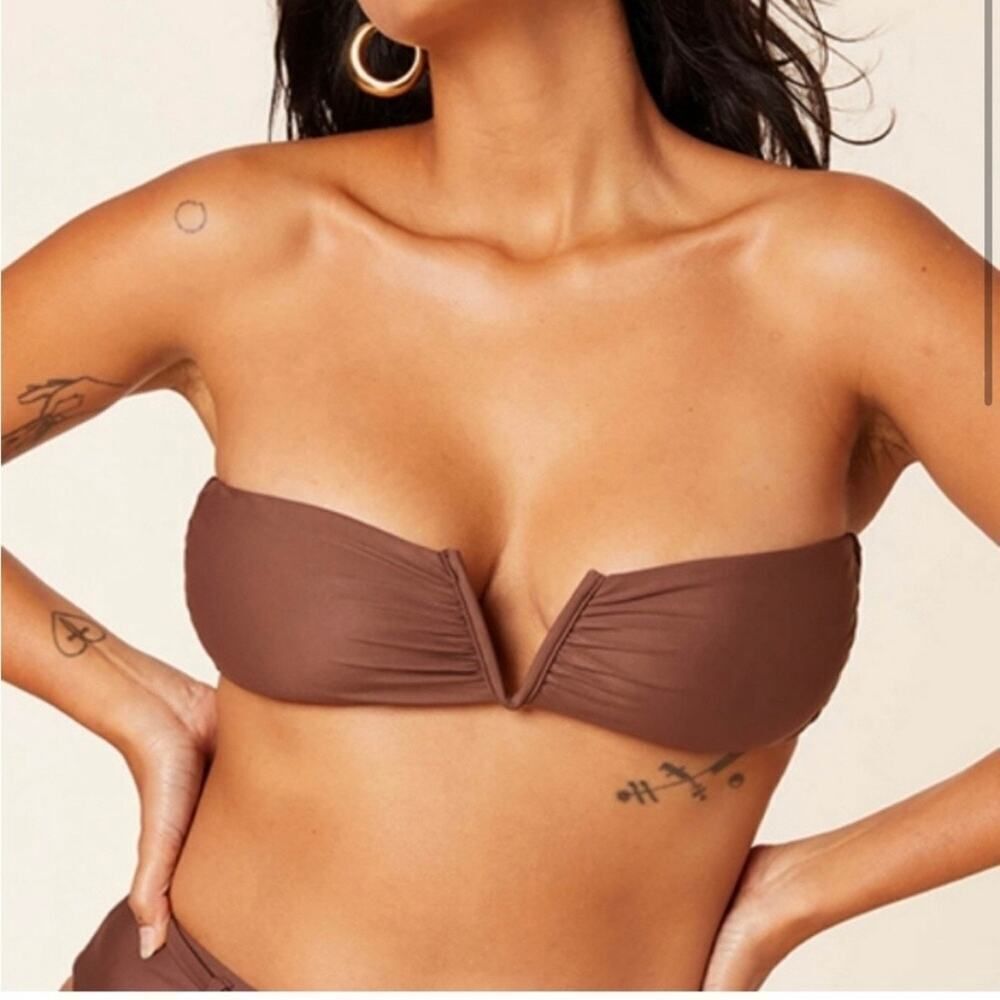 NWT‎ Andie Espresso Brown The Scala Bikini Top Size Medium